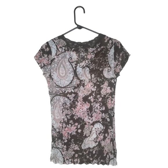 EMMA JAMES Petite Paisley Floral Lace Top - Size 6 Petite - Picture 2 of 6
